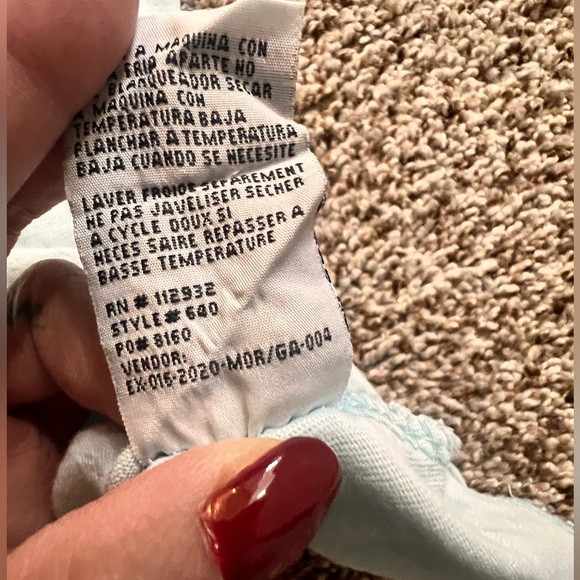 Light Blue OVERsized Crop top T-shirt Thick 100% Cotton U.S. Vtg Quality Goods - Picture 7 of 11